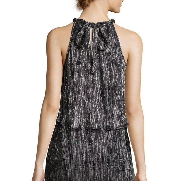 ELLA MOSS Silver Stripe METALLIC Tiered Dress M - Picture 12 of 16